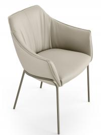 Detail of the upholstered wrap-around seat of Gladys chair with armrests and low back