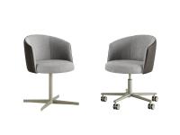 Elegant leather and fabric Leslie swivel chair