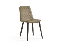 Will diamond-quilted upholstered chair, without armrests. Leather upholstery and solid ash-wood legs in the Dark Coffee finish.