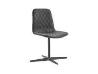 Will diamond-quilted upholstered chair, without armrests. Leather upholstery and 4-spoke metal swivel base in the Charcoal finish.