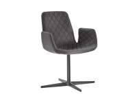 Will diamond-quilted upholstered chair, with armrests. Leather upholstery and 4-spoke metal swivel base in the Charcoal finish.