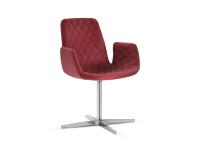 Will diamond-quilted upholstered chair, with armrests. Leather upholstery and 4-spoke swivel base in brushed aluminium.