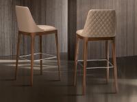Michela stool with solid-wood structure and tall backrest