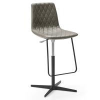 The elegant Will stool with diamond quilting and 4-spoke swivel base. Leather upholstery and base in brushed and painted aluminium in the Charcoal finish.