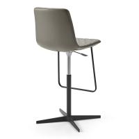 Rear view of the elegant Will stool with diamond quilting and 4-spoke swivel base. Leather upholstery and base in brushed and painted aluminium in the Charcoal finish.