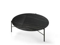 Round coffee table in Portoro ceramic and black painted frame
