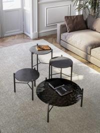 Dawson ceramic and hammered glass coffee table composition with metal frame