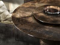 Close-up of the Ø 160 cm round top in Emperador marble, with optional Lazy Susan