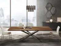 Masami dining table with rectangular wooden top and base in titanium painted metal