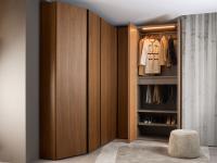 Pacific corner wardrobe in canaletto walnut, with end element from the collection of the same name and doors from the Utah model