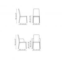 Leather dining chair Eral by Bonaldo - Models and Measurements