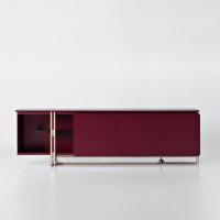 Apotema modern sideboard with leather panels and open compartments