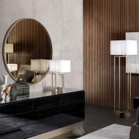 Diogene table lamp in steel and fabric with modern and versatile style