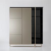 Apotema modern cupboard with leather panels and open compartments