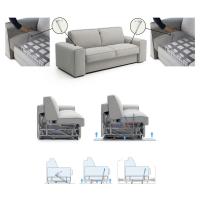 Clean Up System: two hidden levers, located between the seat and the armrest, can be pulled to lift the structure upwards onto four wheels - allowing the sofa to be moved with ease