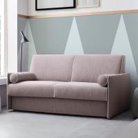 Brian sofa bed with thin arm and round cylindrical cushion
