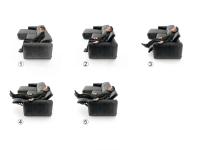 Sequenza delle varie fasi di apertura del meccanismo elettrico per seduta e schienale azionato mediante telecomando