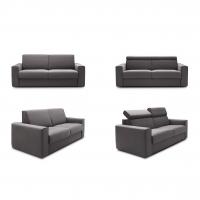 Roulette sofa bed with simple stitching in the basic version or with reclining headrest