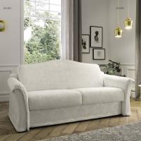 Rupert sofa bed in the two-tone linear version with shaped backrest cushions