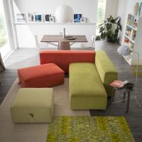 Small seat block and pouffe can be moved with ease