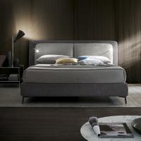 Koala upholstered bed with reading lights and soft upholstered cushions