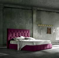 Lemming colourful bed with tufted headboard and upholstered decorated bed frame
