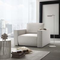 Attitude armchair with comfortable armrests and entirely removable upholstery in fabric or faux-leather