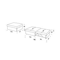 Rosella pull-out upholstered ottoman bed - Model and Measurements