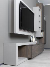 This wall system elements have different depths. The TV holder structure is 25 cm deep. 