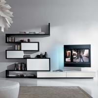 Swing adjustable and extendible wall TV stand with led lights