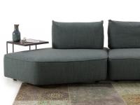 Detail of the shaped open end unit on Prisma Rock sectional sofa