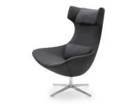 Olivia high back wing armchair with metal swivel base