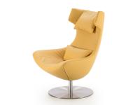 Olivia armchair covered in Nuvola leather in Apricot colour