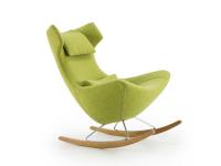 Olivia wingback rocking armchair in Summer pistacchio colour  fabric