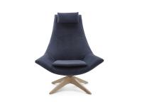 Agata swivel armchair with high backrest and wooden spoke base