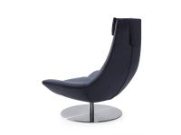 Agata swivel armchair with high backrest and central chromed metal base