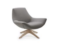 Agata swivel armchair with low backrest and wooden spoke base