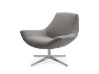 Agata swivel armchair with low back and chromed metal spoke base