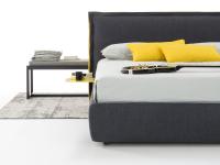 Front view of the eye-catching upholstered bed with numerous colour combinations