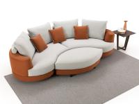 Messico curved 4-seater sofa with coordinated ottoman