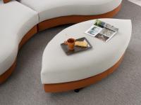 Detail of the two-tone shaped ottoman with coordinated 4-seater sofa Messico