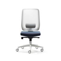 Office chair without armrests with lumbar support in grey RAL 7047 polypropylene