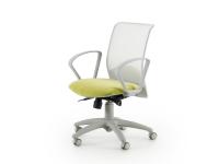Jeff task chair with synchro mechanism, mesh backrest and fixed mod.B armrests in grey polypropylene