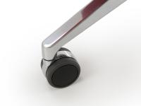 Detail of Mark chair base with polished aluminium finish and chromed casters