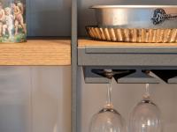 Glass holder with upper closing shelf in Bisquit Fashion Wood