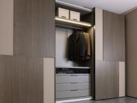 Cubik geometric design wardrobe with internal chest of drawers and LED light