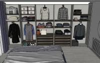 Design project of a bedroom with king size bed - wardrobe internal equipment