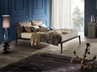 Aries solid wooden bed with cushion headboard