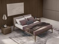 Aries bed with upholstered headboard cushions combined with Libra bedside tables