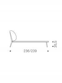 Ayrton by Cattelan bed, diagram of view from the side: bed ring depth and height